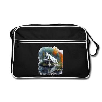 ABANDONED LUXURY - Modern A-Frame Ruins Sketch - Retro Bag - black/white - Front