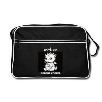 No Conversation Before Coffee Lover Dragon - Retro Bag - black/white - Front