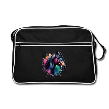 Hanoverian Motif Horse - Retro Bag - black/white - Front