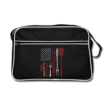 BBQ Grill Tools US Flag Pitmaster - Retro Bag - black/white - Front
