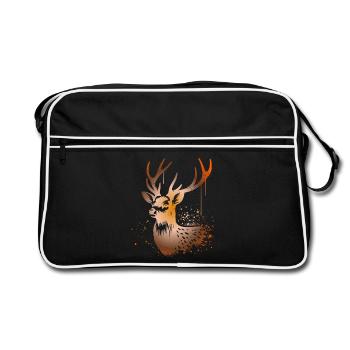 Sikahirsch Sika Deer - Retro Tasche - Schwarz/Weiß - Vorne