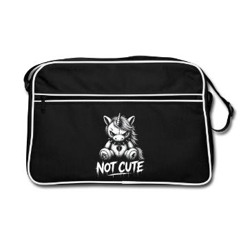 Rebellisches Einhorn – Not Cute Punk Design - Retro Tasche - Schwarz/Weiß - Vorne