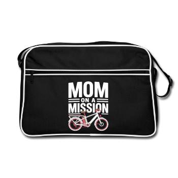 Mom On A Mission Fahrrad Mama - Retro Tasche - Schwarz/Weiß - Vorne