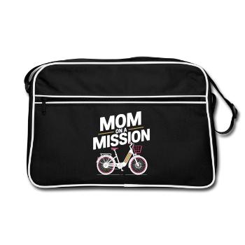 Mom On A Mission Fahrrad Mama - Retro Tasche - Schwarz/Weiß - Vorne