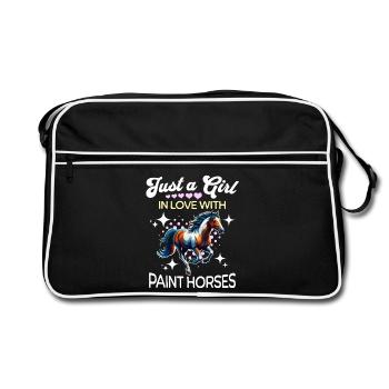 Paint Horse Mädchen Paint Horse - Retro Tasche - Schwarz/Weiß - Vorne