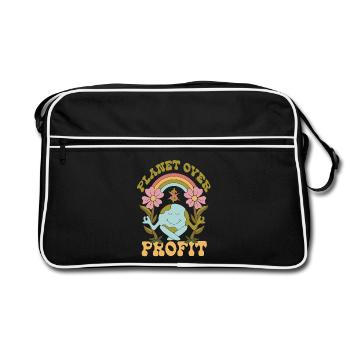 Ecologist Ecology Planet Over Profit - Retro Bag - black/white - Front