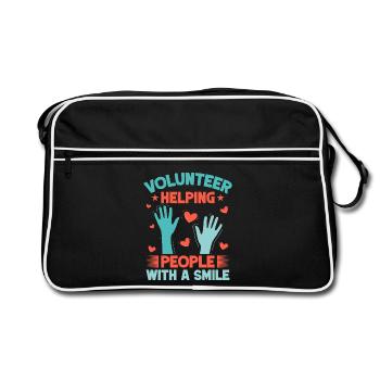 Appréciation des bénévoles Aider les personnes avec le sourire - Sac Retro - noir/blanc - Devant