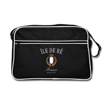 Île de Ré Frankreich Wappen Krone – Reise Souvenir - Retro Tasche - Schwarz/Weiß - Vorne