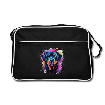 Vibrant Rottie Portrait Splash - Retro Bag - black/white - Front