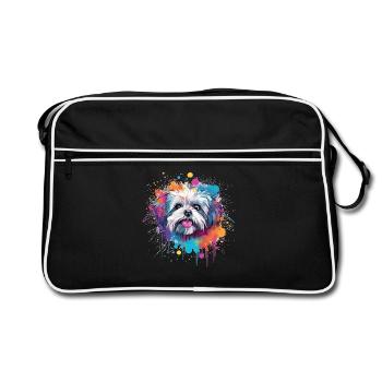 Shih Tzu Dog Splash Art Colorful - Retro Bag - black/white - Front