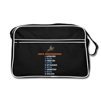 Mein Reit-Wochenende Zeitplan - Retro Tasche - Schwarz/Weiß - Vorne
