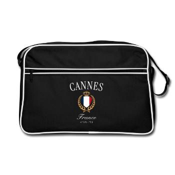 Cannes France Coat of Arms Crown – Travel Souvenir - Retro Bag - black/white - Front