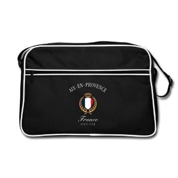 Aix-en-Provence Frankreich Wappen – Reise Souvenir - Retro Tasche - Schwarz/Weiß - Vorne