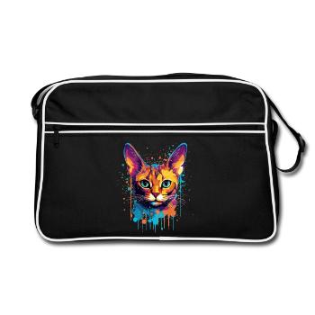 Splash Art coloré Visage de chat abyssin - Sac Retro - noir/blanc - Devant