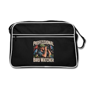 Professional Bird Watcher Vogelbeobachter - Retro Tasche - Schwarz/Weiß - Vorne