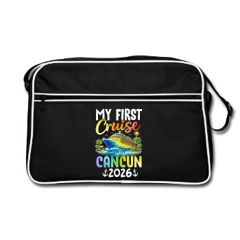My First Cruise Cancun 2026 - Retro Tasche - Schwarz/Weiß - Vorne