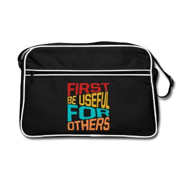 Citation d’un travailleur social d’abord : être utile aux autres - Sac Retro - noir/blanc - Devant