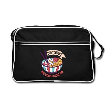 Urteile mich nicht Ramen - Retro Tasche - Schwarz/Weiß - Vorne