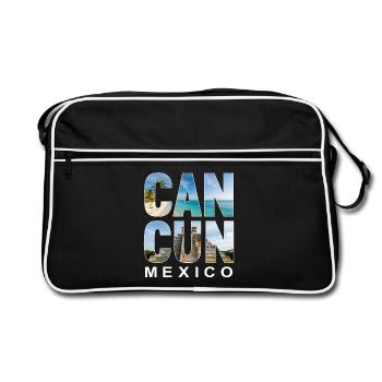 Cancun Mexico - Retro Tasche - Schwarz/Weiß - Vorne