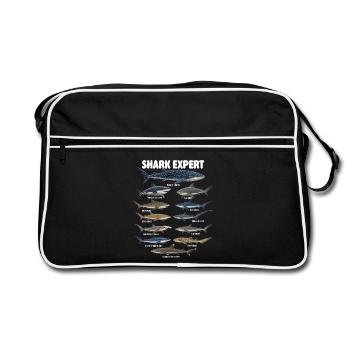 Shark Expert Ocean Marine Biology Humor - Retro Bag - black/white - Front
