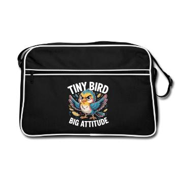 Petit oiseau Grand Oiseau Attitude Dicton - Sac Retro - noir/blanc - Devant
