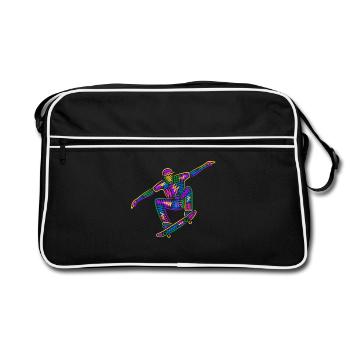 Colorful Skater Skateboarder Kids Skateboard - Retro Bag - black/white - Front
