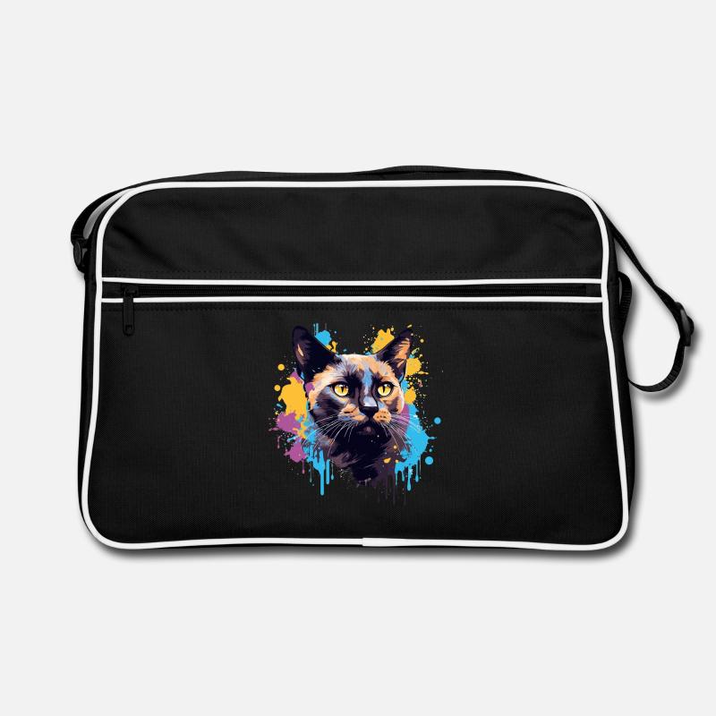 Splash Art Visage de chat birman coloré Sac Retro