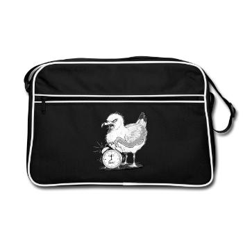 Réveil de mouette Matin, grognon, drôle - Sac Retro - noir/blanc - Devant