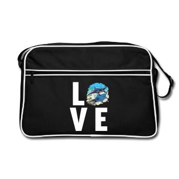 Rochen Mantarochen - Retro Tasche - Schwarz/Weiß - Vorne