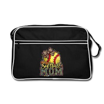 Maman Softball : Cadeau Softball Mom Trendy - Sac Retro - noir/blanc - Devant
