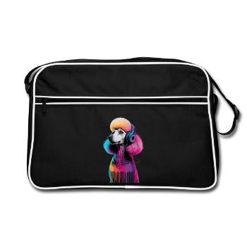 Caniche avec un casque - Sac Retro - noir/blanc - Devant