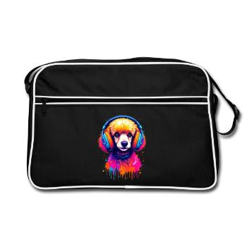 Caniche avec un casque - Sac Retro - noir/blanc - Devant