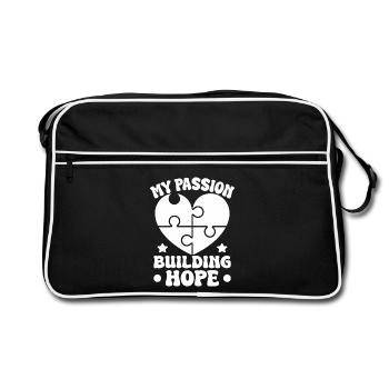 Citation d’assistant social : Ma passion : construire le social - Sac Retro - noir/blanc - Devant