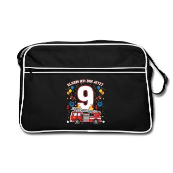 Alarm Ich Bin Jetzt 9 Feuerwehr Geburtstag - Retro Tasche - Schwarz/Weiß - Vorne