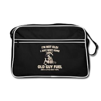 Raccoon Fuel Quote Tee - Retro Tasche - Schwarz/Weiß - Vorne