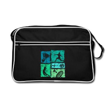 Badminton moves in retro look with badminton - Retro Bag - black/white - Front