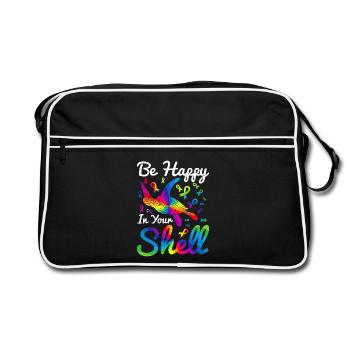 Autismus Community Autismus Schildkröte Bunt - Retro Tasche - Schwarz/Weiß - Vorne