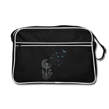 Dandelion with dragonflies - Retro Bag - black/white - Front