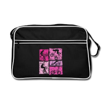 BMX Bike Stunts in Retro Style for Women Girls - Retro Bag - black/white - Front