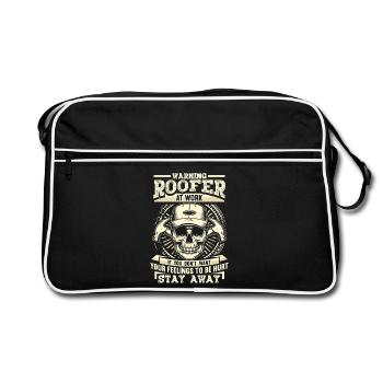 Roofer Skull: Stay Away Handyman Gift - Retro Bag - black/white - Front