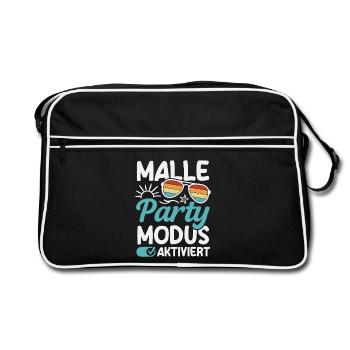 Malle Party Modus Mallorca Urlaub Gruppen - Retro Tasche - Schwarz/Weiß - Vorne