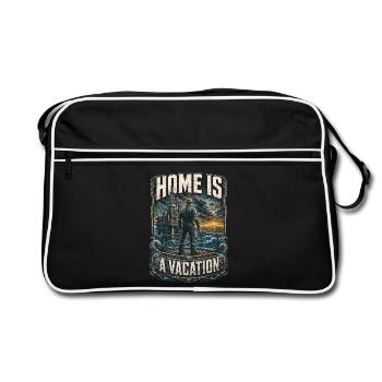 Oil Rig Rig Worker Home Is A Vacation - Retro Bag - black/white - Front