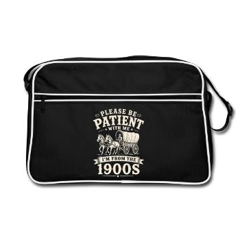 Père, fête des pères, je viens des années 1900, Locomotive - Sac Retro - noir/blanc - Devant