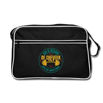 Humour Chauve Musculation Gym - Sac Retro - noir/blanc - Devant