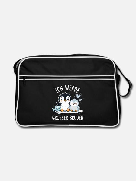 Großer Bruder Pinguin - Retro Tasche - Schwarz/Weiß