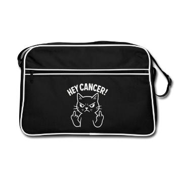 Hey Cancer Angry Cat - Retro Bag - black/white - Front