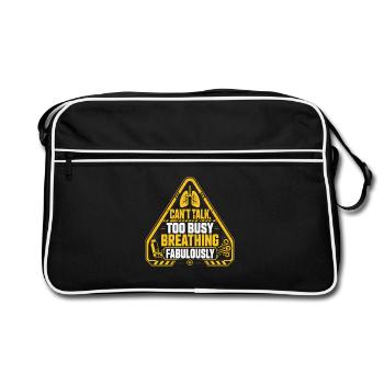 Asthma Asthmatiker Too Busy Breathing - Retro Tasche - Schwarz/Weiß - Vorne