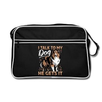 Shetland Sheepdog Sheltie Dog Breed - Retro Bag - black/white - Front