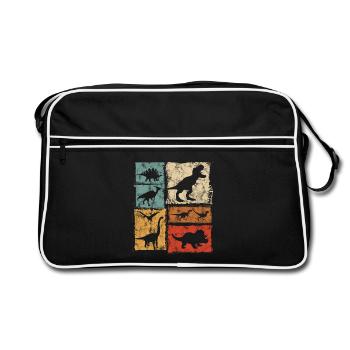Graphisme de types de dinosaures rétro - Dinos mignons - Sac Retro - noir/blanc - Devant