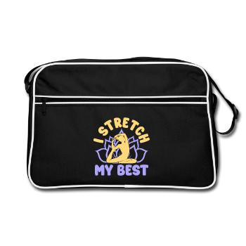 Yoga Je m’étire Mon meilleur yoga drôle - Sac Retro - noir/blanc - Devant